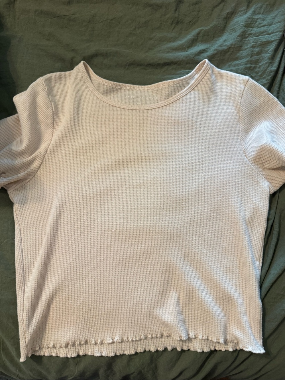 American Eagle Outfitters Girls' Waffle Crop Tee - Pale Pink